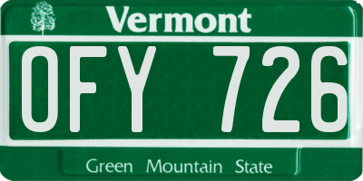 VT license plate OFY726