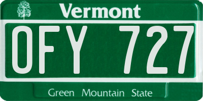 VT license plate OFY727