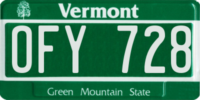 VT license plate OFY728