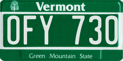 VT license plate OFY730