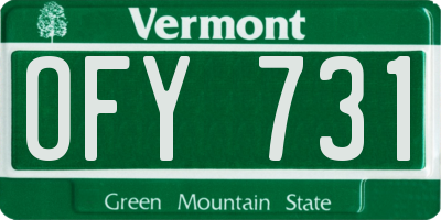 VT license plate OFY731