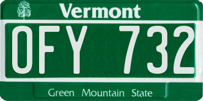 VT license plate OFY732