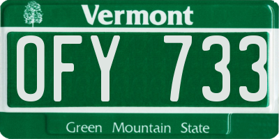 VT license plate OFY733