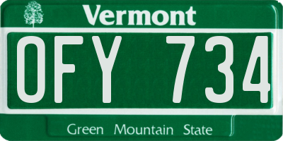 VT license plate OFY734