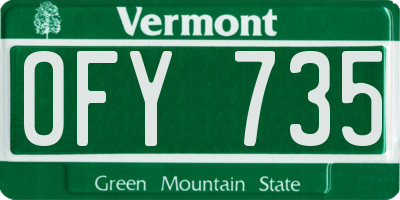 VT license plate OFY735