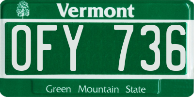 VT license plate OFY736