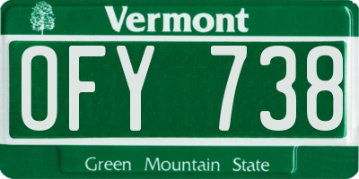 VT license plate OFY738