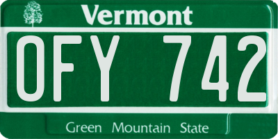 VT license plate OFY742