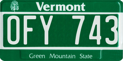 VT license plate OFY743