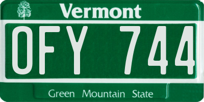 VT license plate OFY744