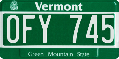VT license plate OFY745