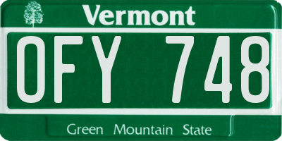 VT license plate OFY748