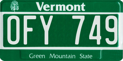 VT license plate OFY749