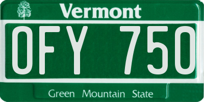 VT license plate OFY750