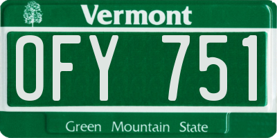 VT license plate OFY751