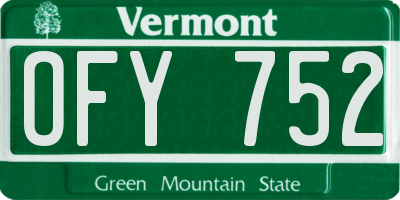 VT license plate OFY752