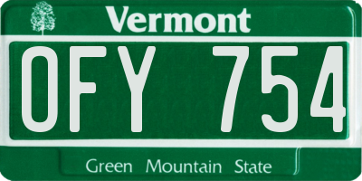 VT license plate OFY754