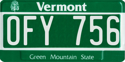 VT license plate OFY756