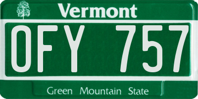 VT license plate OFY757