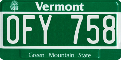 VT license plate OFY758