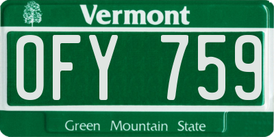 VT license plate OFY759