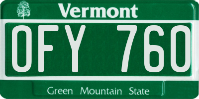 VT license plate OFY760