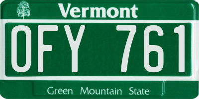 VT license plate OFY761