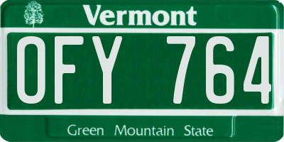 VT license plate OFY764