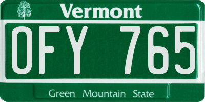 VT license plate OFY765