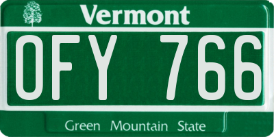 VT license plate OFY766