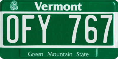 VT license plate OFY767