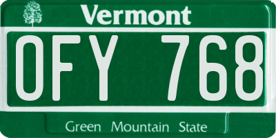 VT license plate OFY768