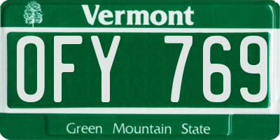 VT license plate OFY769