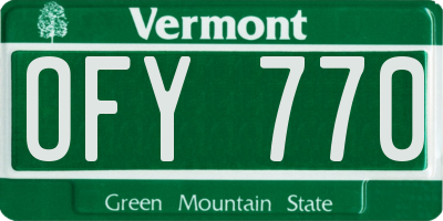VT license plate OFY770