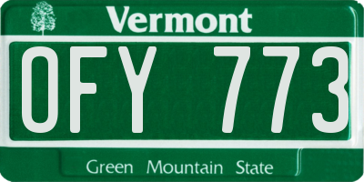 VT license plate OFY773