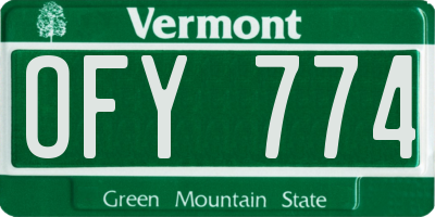 VT license plate OFY774