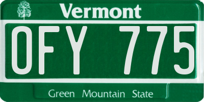VT license plate OFY775