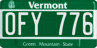 VT license plate OFY776