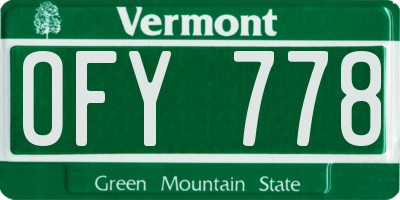 VT license plate OFY778