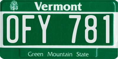 VT license plate OFY781