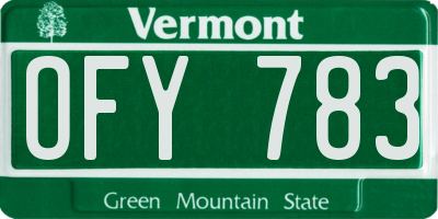 VT license plate OFY783