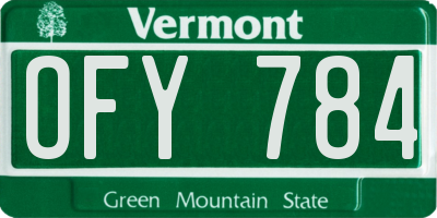 VT license plate OFY784