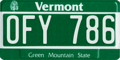 VT license plate OFY786