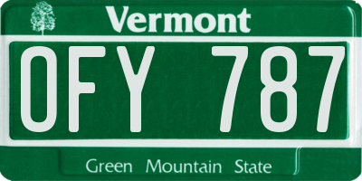 VT license plate OFY787