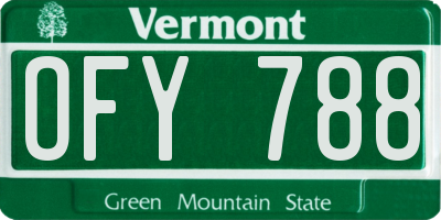 VT license plate OFY788
