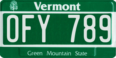 VT license plate OFY789