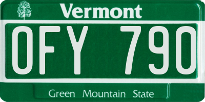 VT license plate OFY790