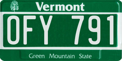 VT license plate OFY791