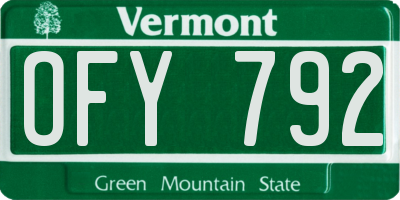 VT license plate OFY792