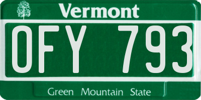 VT license plate OFY793